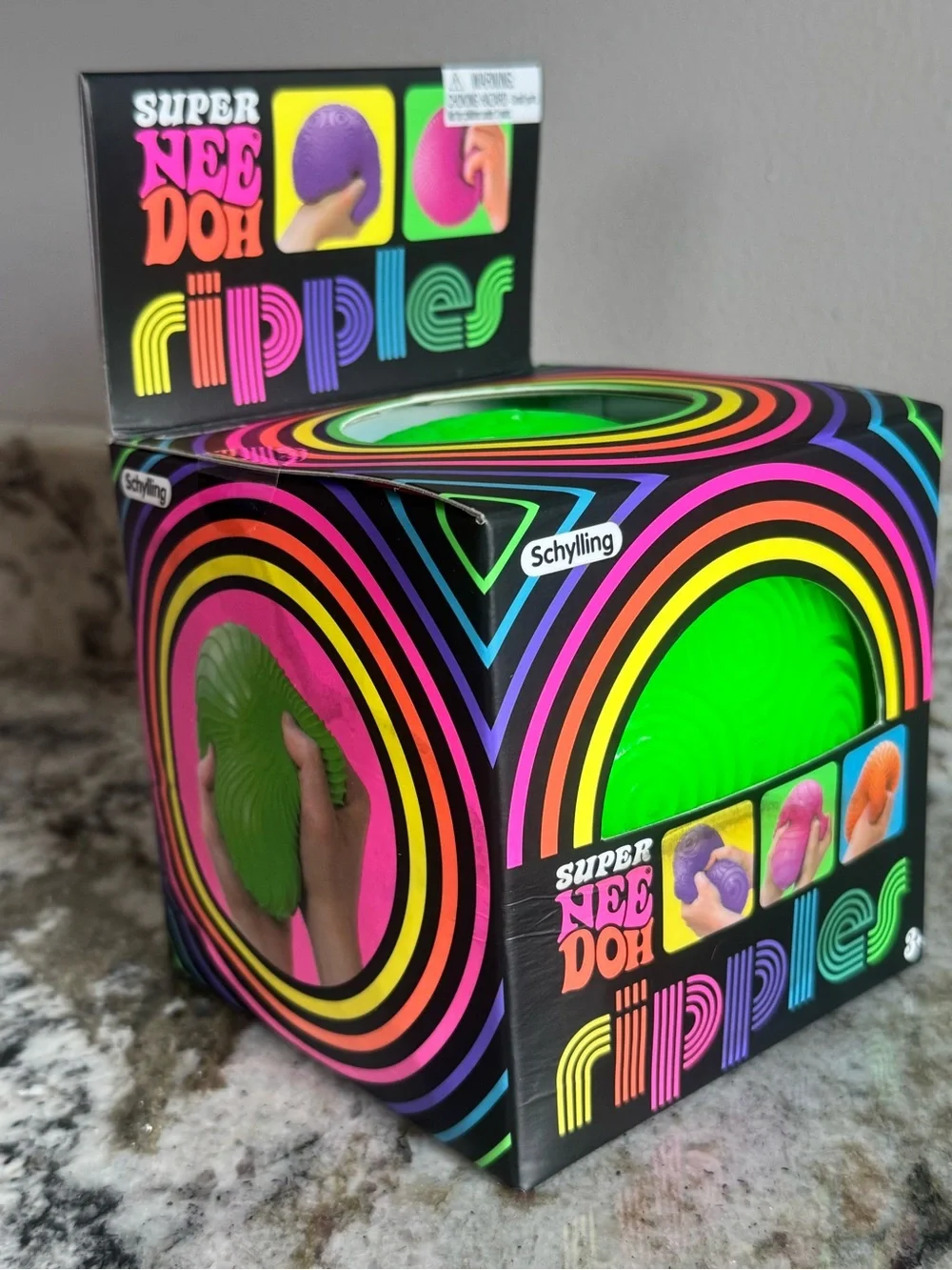 Super NeeDoh Ripples Stress Ball - Neon Green & Hot Pink